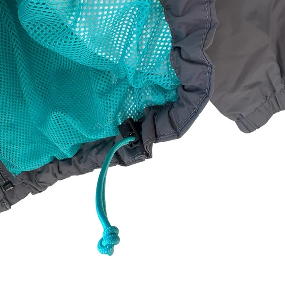 The North Face Grey Nylon Hooded Jacket Teal Mesh Lined Fall Coat Size SMALL - Picture 7 of 12